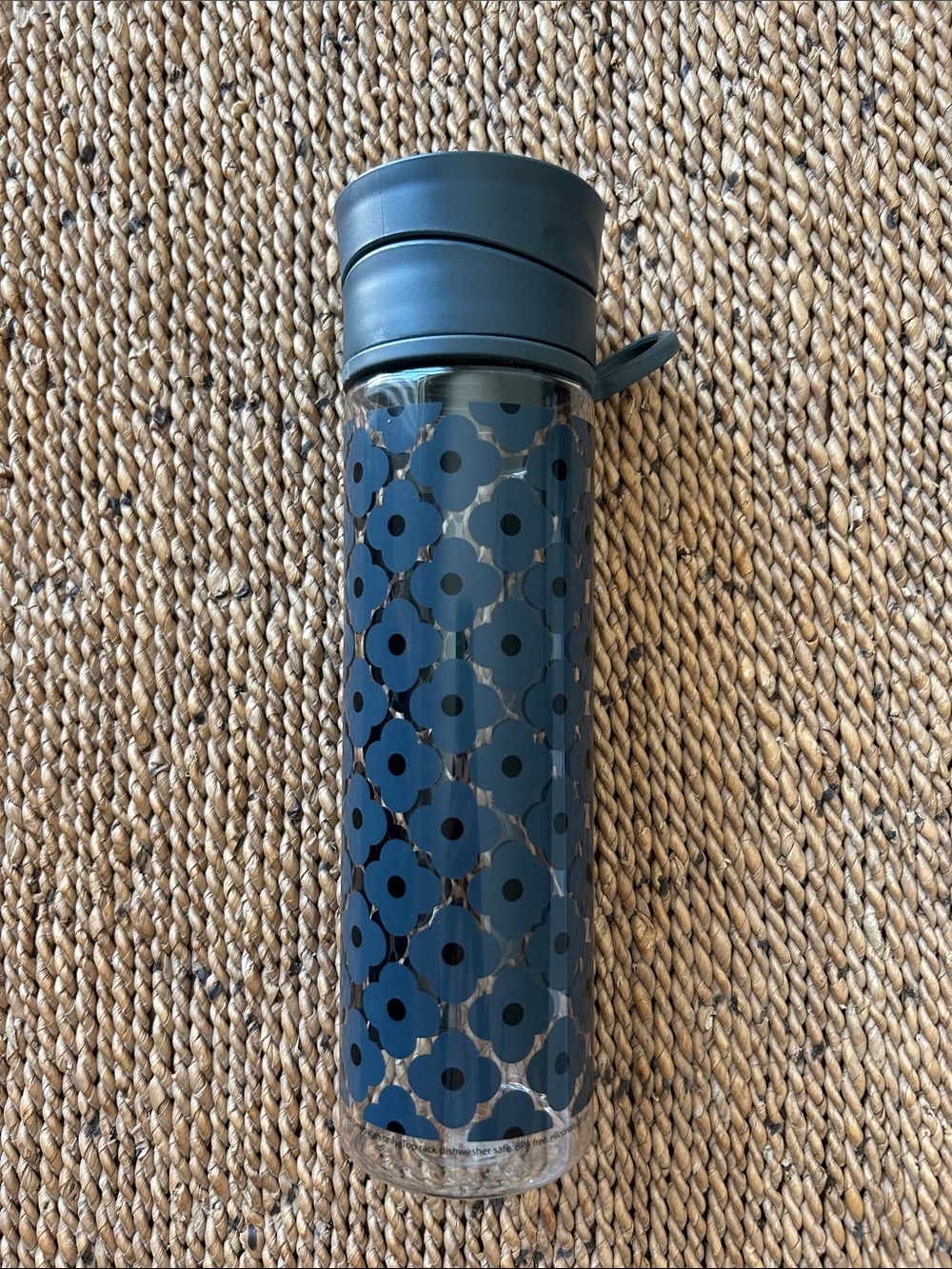 Orla Kiely for Target Clear Water Bottle with Grey Floral Print